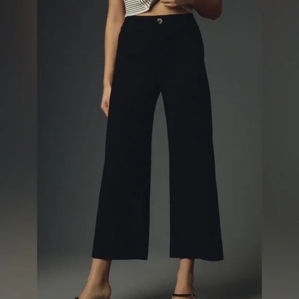 Anthropologie The Colette Cropped Wide-Leg Pants by Maeve Black Size 27